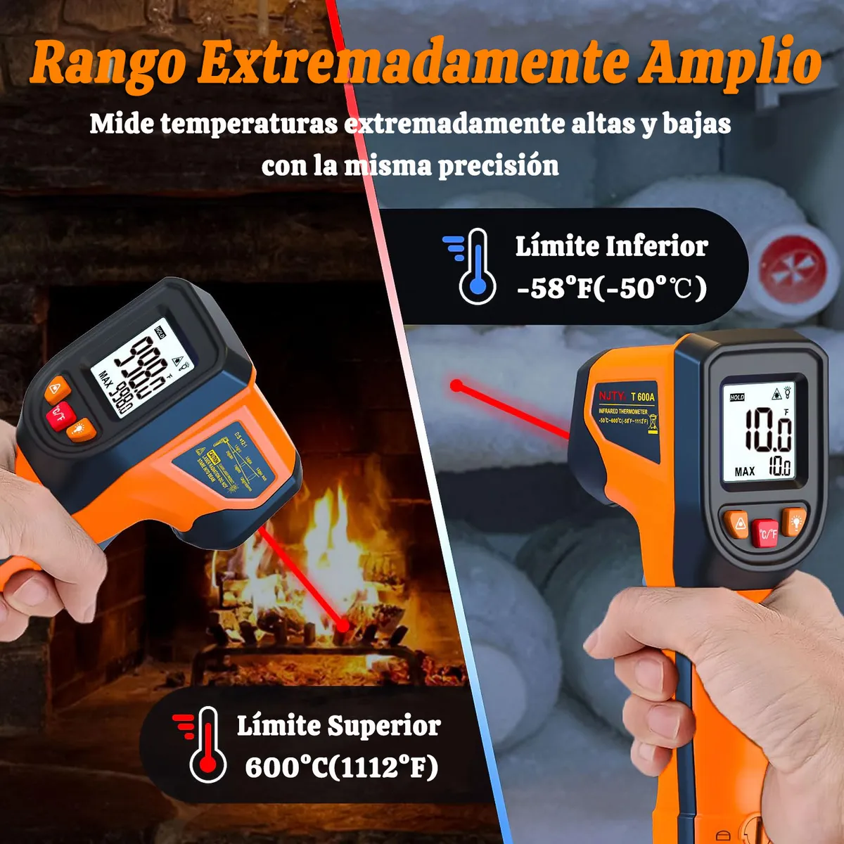 GENERICO - Pistola Termómetro Infrarrojo -50 A 600 °C Cocinar Industria