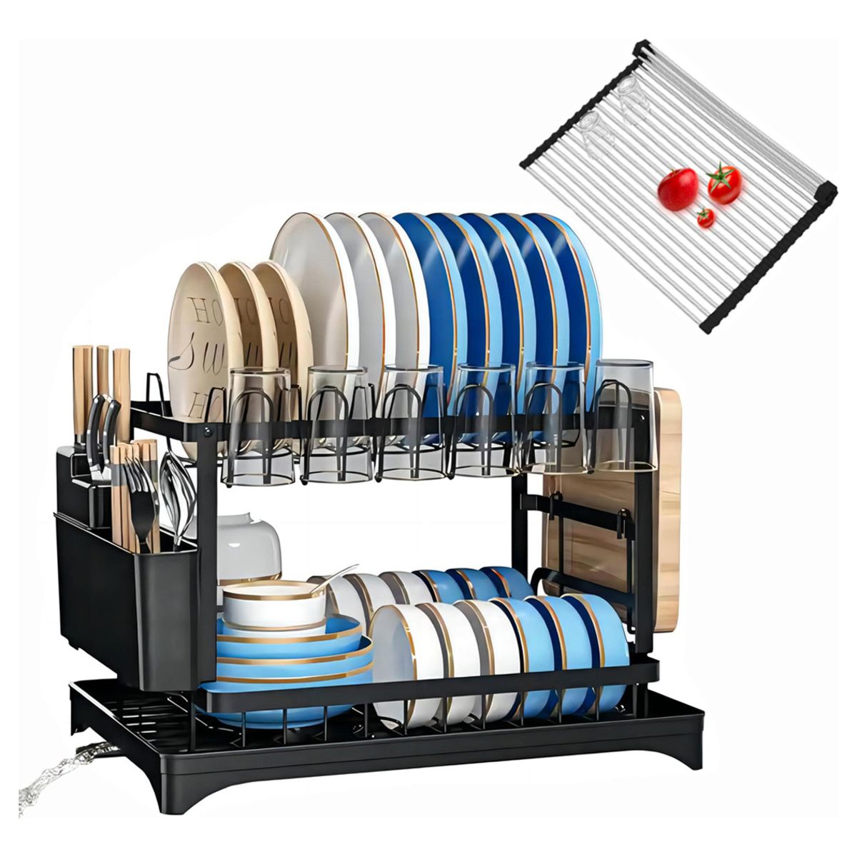 GENERICO - 2 Piezas Escurridor De Platos Para Cocina Acero Inoxidable