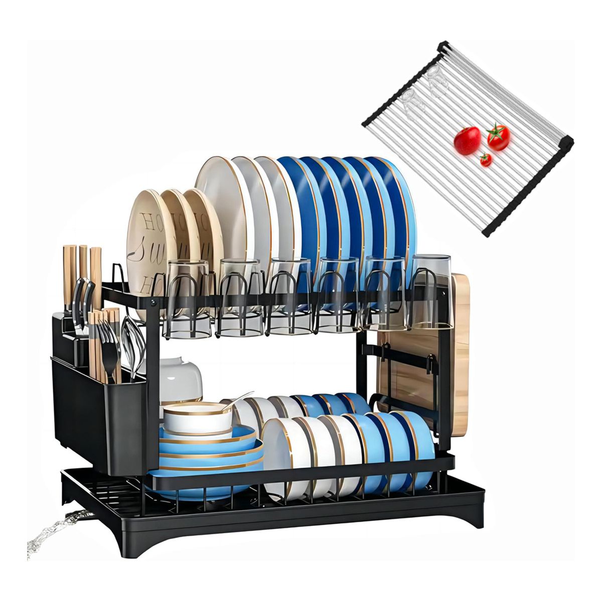 GENERICO - 2 Piezas Escurridor De Platos Para Cocina Acero Inoxidable