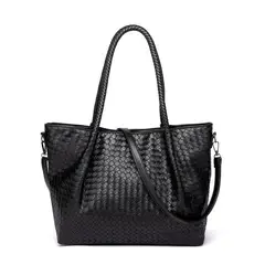 PUREPOWER - Bolso Mujer Bandolera Tejido PU Negro Gran Capacidad