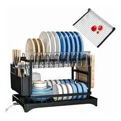 GENERICO - Secador Escurridor De Loza Platos Inoxidable 2 Niveles