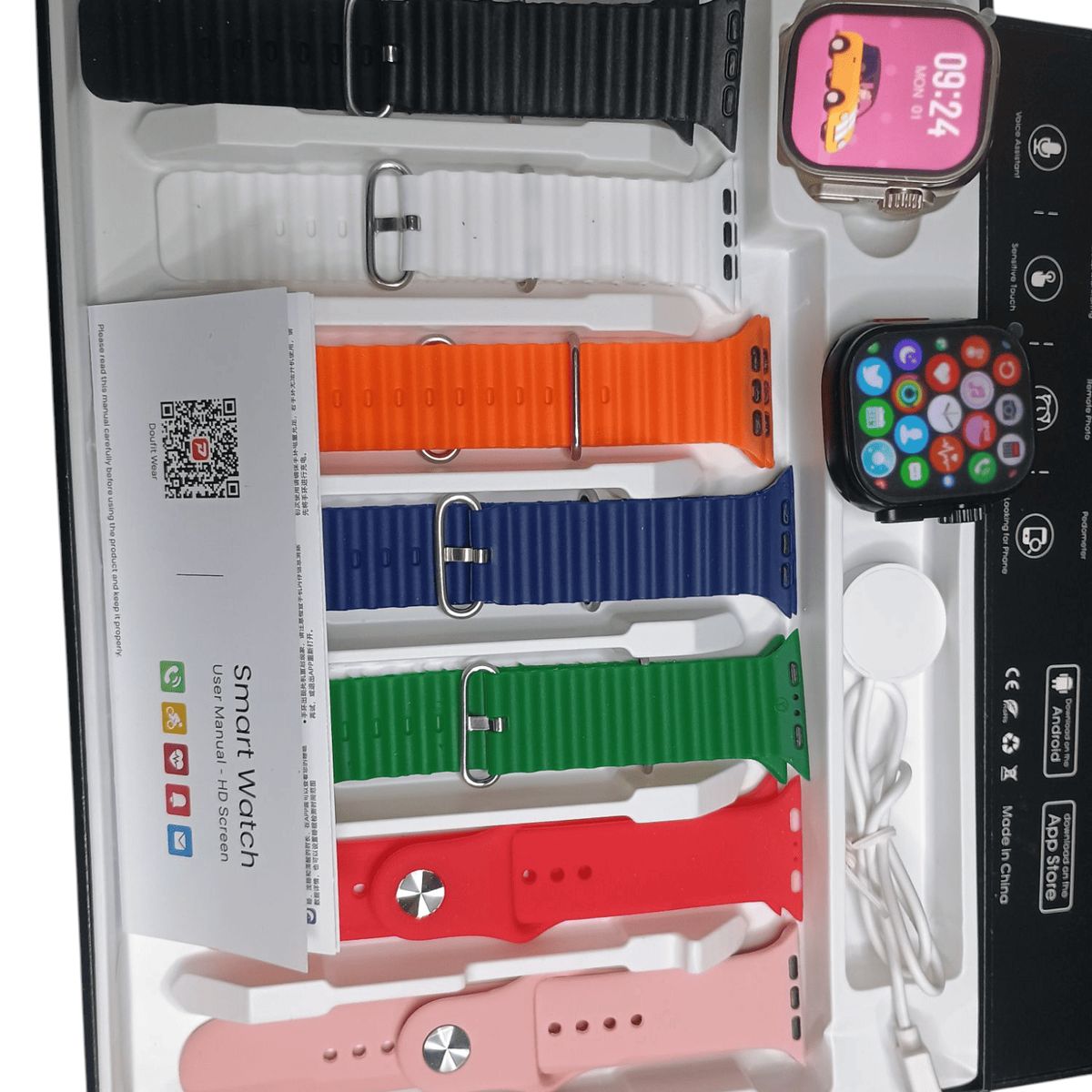 UNIVERSAL - Reloj inteligente smartwatch DT900 ULTRA  10   7 Correas Silver