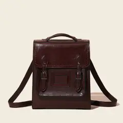 PUREPOWER - Mochila retro feminina de couro encerado oleado genuíno