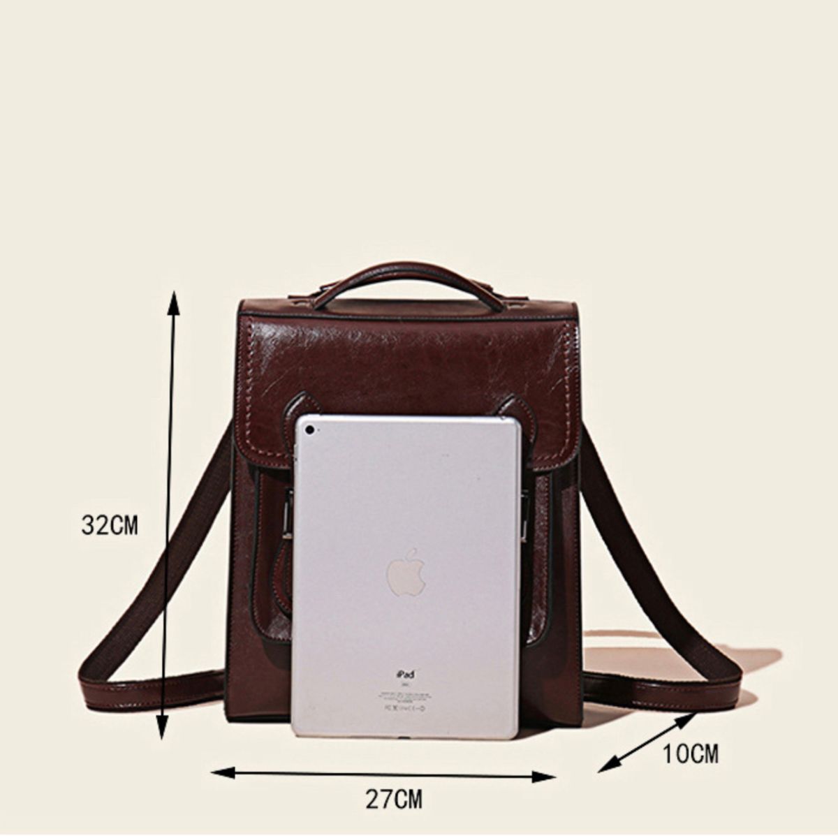 PUREPOWER - Mochila retro feminina de couro encerado oleado genuíno