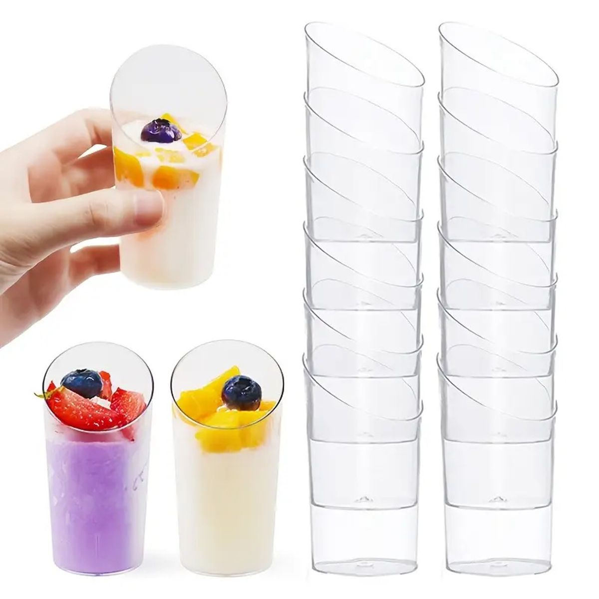 KUANGYE - 100 Vasos Shot Plasticos Postres De 60ml Pasteleriacl