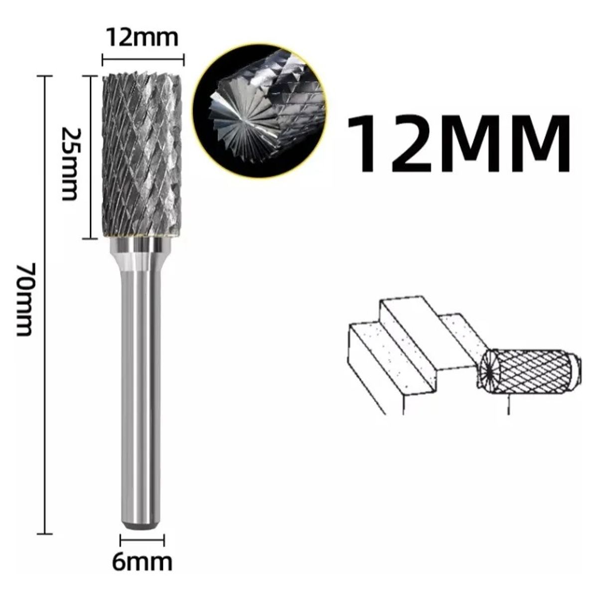 GENERICO - Lima Rotativa Fresa Broca Carburo Tungsteno 14 De Pulgada