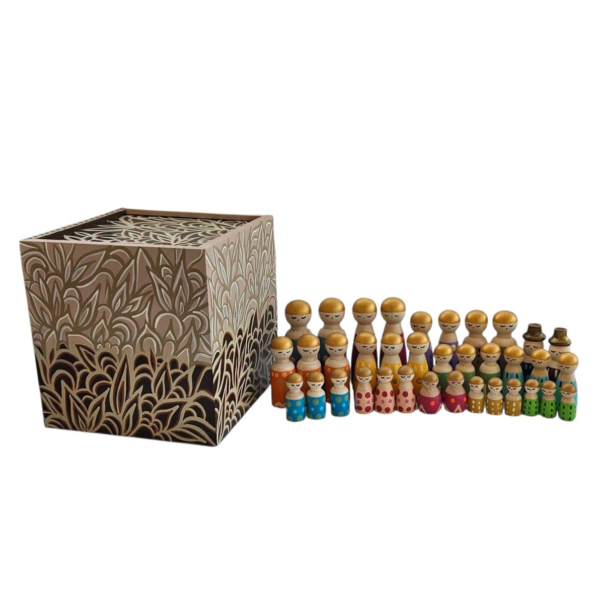 CREA TALLER - Famores + caja personas de madera 36 unidades