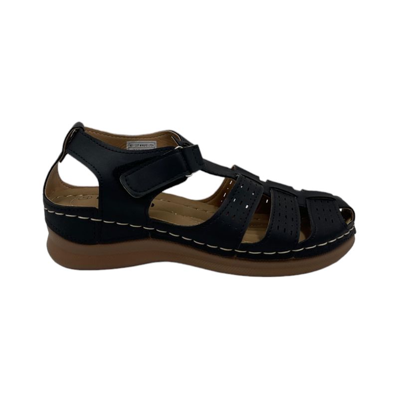 HERIEL - Sandalia Negra Baja Velcro
