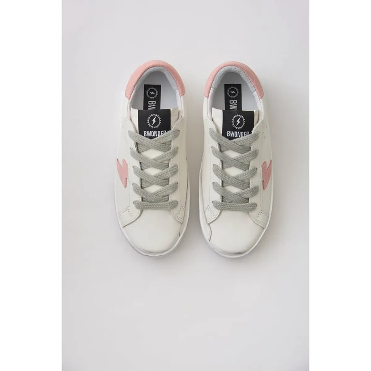 BRICK LONDON - Zapatilla Escolar Niña Brick London Cuero Blanco Suede Rosado