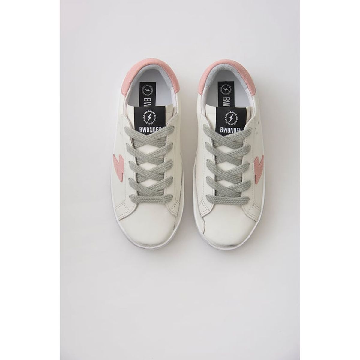 BRICK LONDON - Zapatilla Escolar Niña Brick London Cuero Blanco Suede Rosado