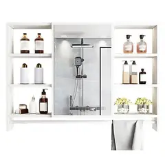 GENERICO - Mueble De Baño Organizador De 6 Repisas Con Espejo 90 x 12 x 70 cm