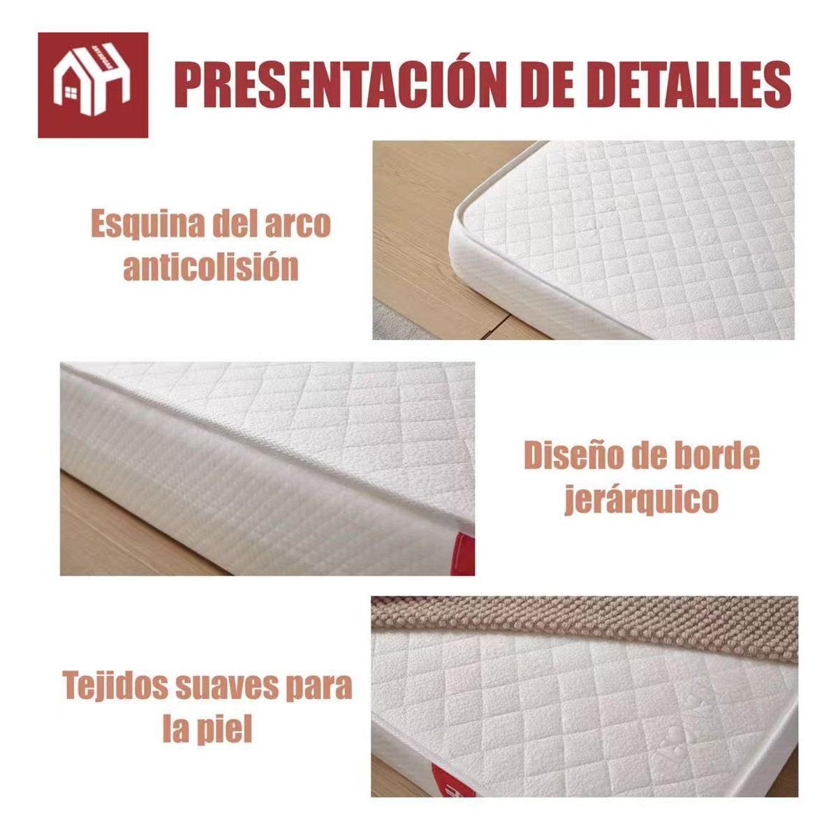 ANYHOGAR - Colchón Espuma 2 Plazas 150x190x15cm