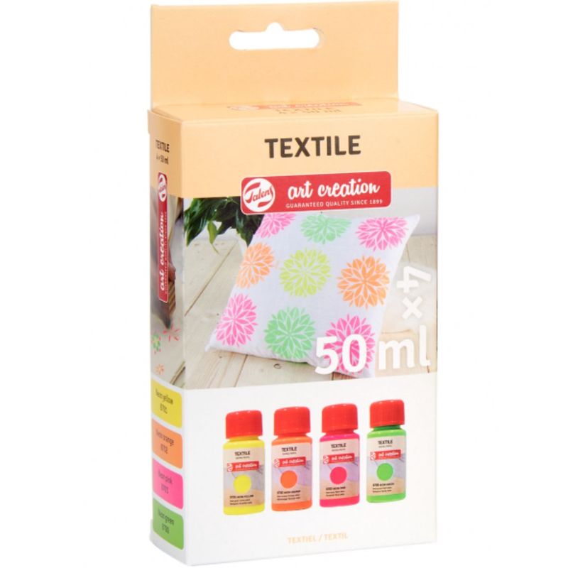 ART CREATION - Pintura Textil Art Creation Set 4 Colores Neón 50ml