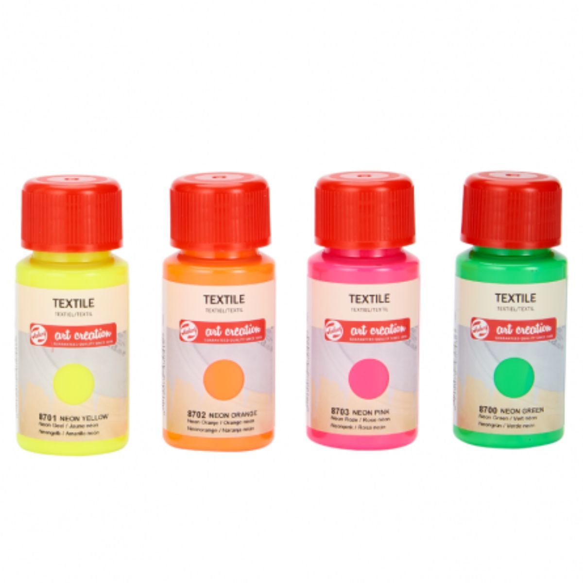 ART CREATION - Pintura Textil Art Creation Set 4 Colores Neón 50ml