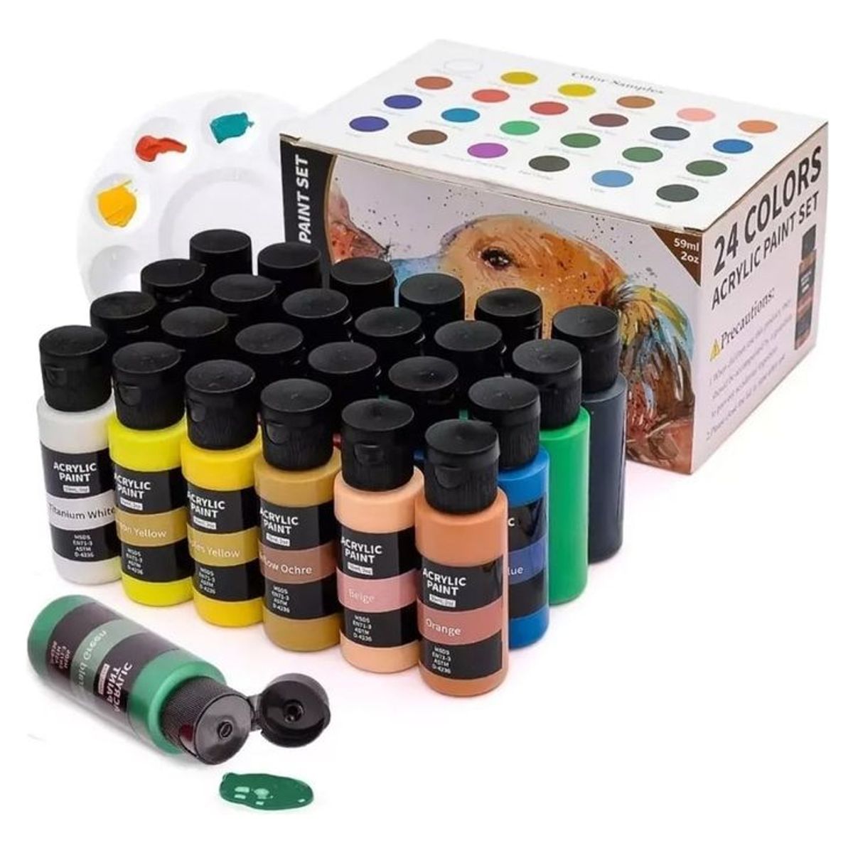 U BUY - Kit De Pintura Acrílica 24 Colores 59 Ml Y Oleo Pincel