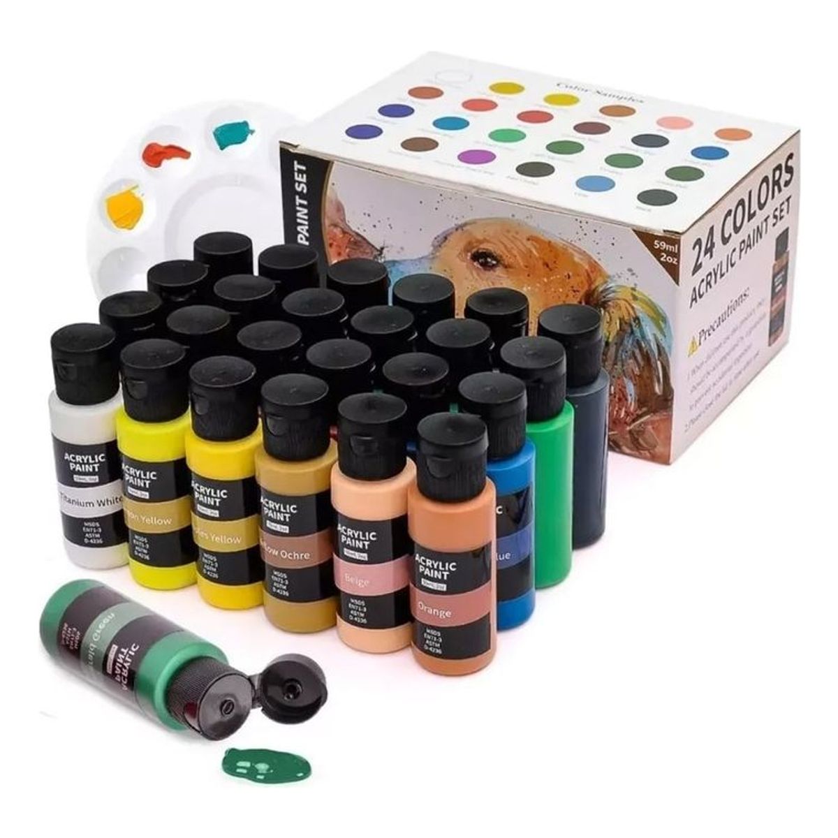 U BUY - Kit De Pintura Acrílica 24 Colores 59 Ml Y Oleo Pincel