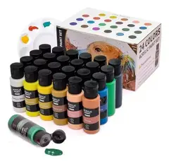 U BUY - Kit De Pintura Acrílica 24 Colores 59 Ml Y Oleo Pincel