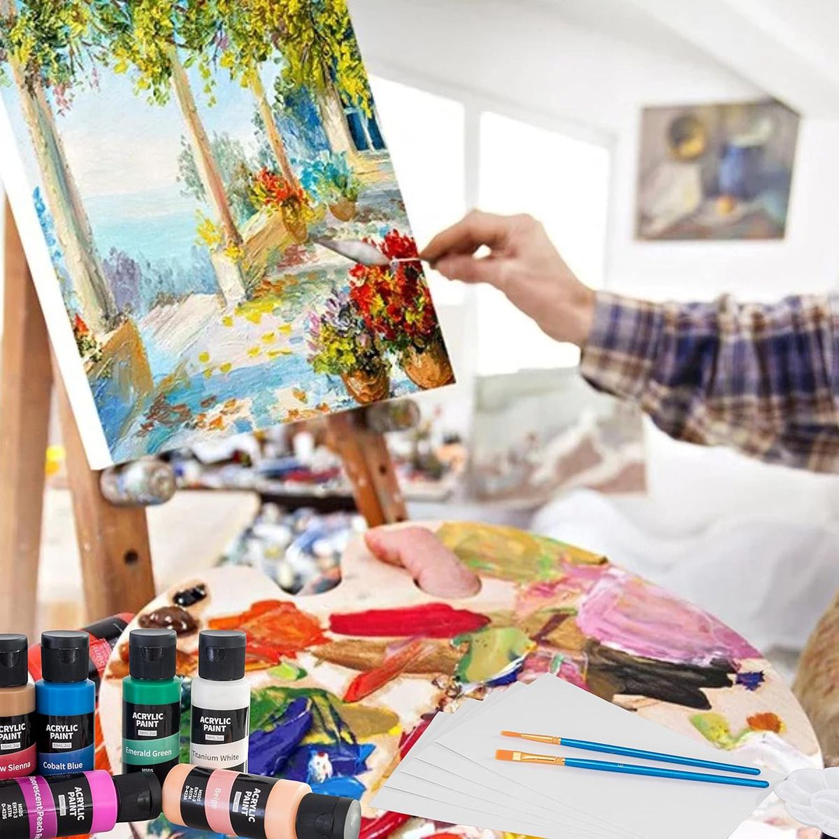 U BUY - Kit De Pintura Acrílica 24 Colores 59 Ml Y Oleo Pincel