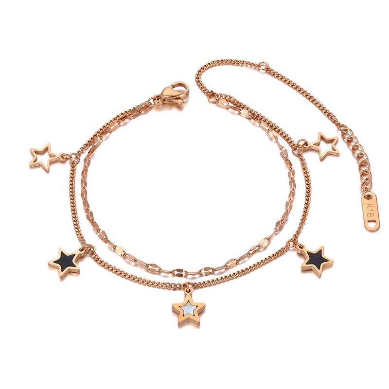 LUXURYJOYAS - Pulsera Estrellas Doble Baño OroRosa18k