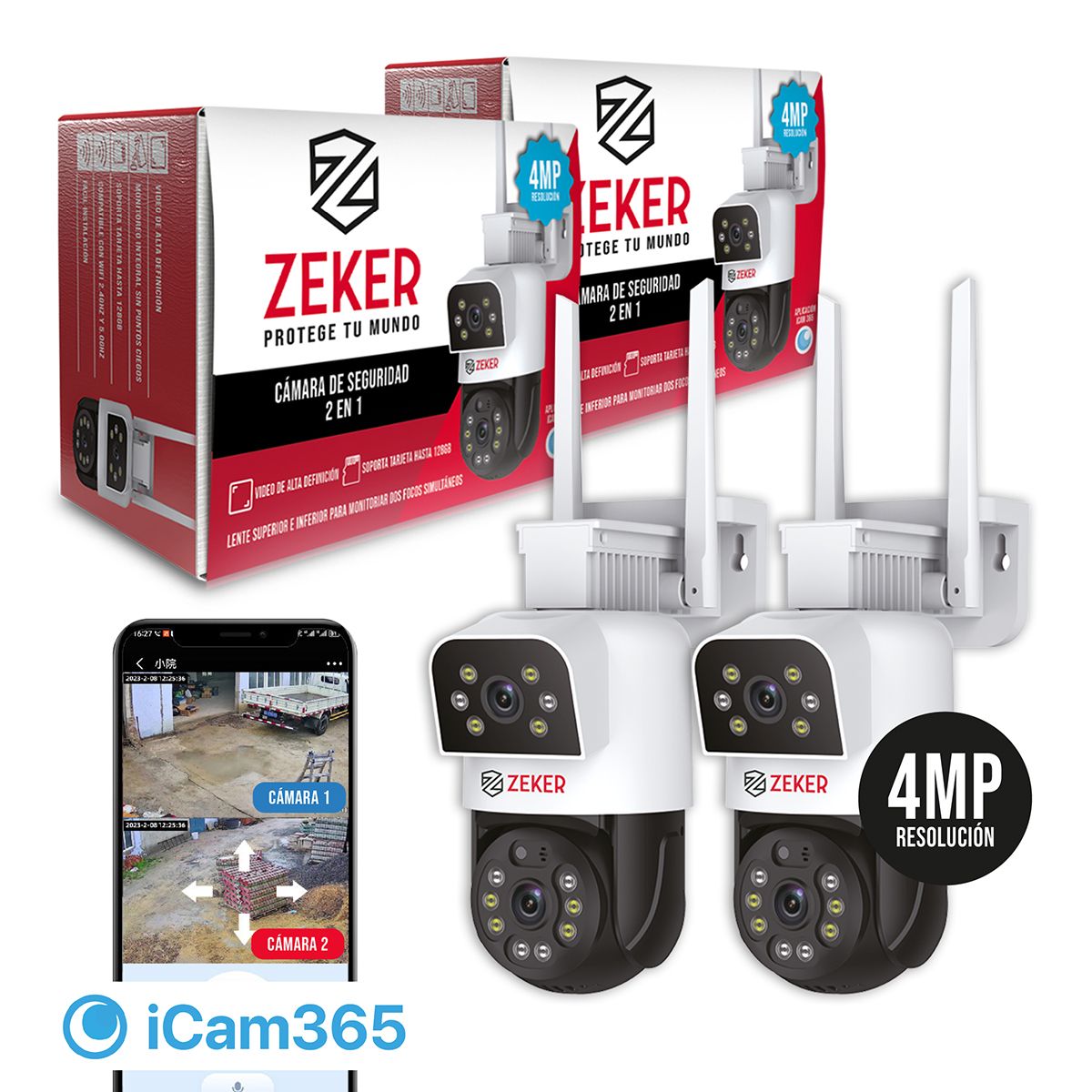 ZEKER - Pack X2 Camara De Seguridad 5g Zeker Doble 8mp Impermeable