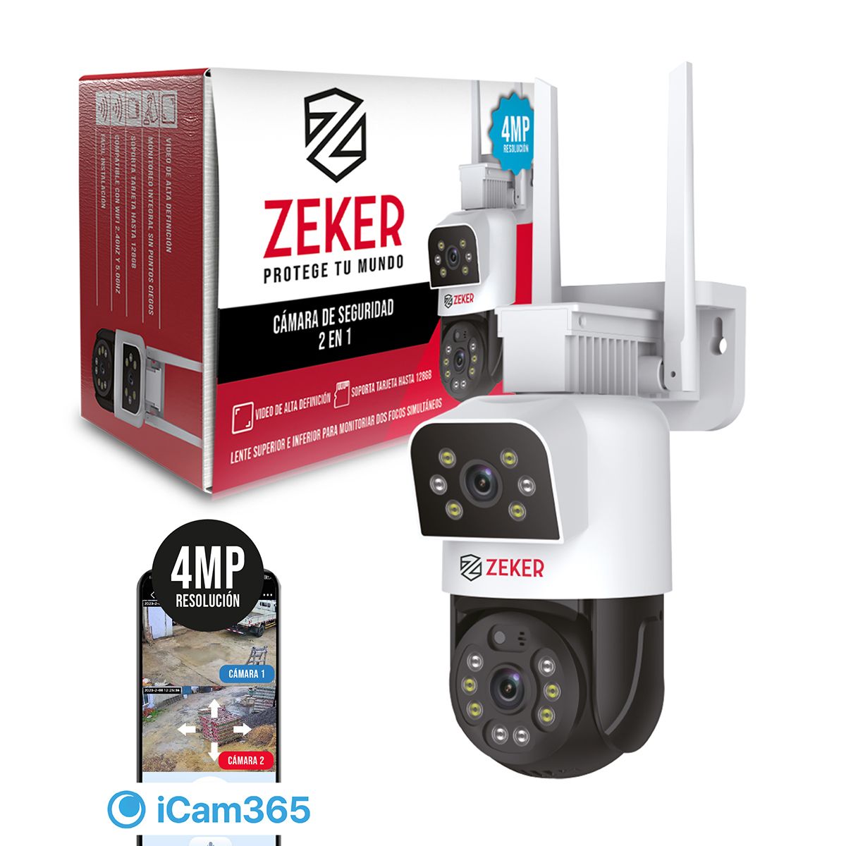 ZEKER - Camara De Seguridad 5g Zeker Doble 8mp Exterior Impermeable