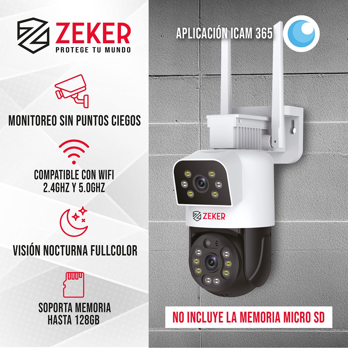 ZEKER - Camara De Seguridad 5g Zeker Doble 8mp Exterior Impermeable