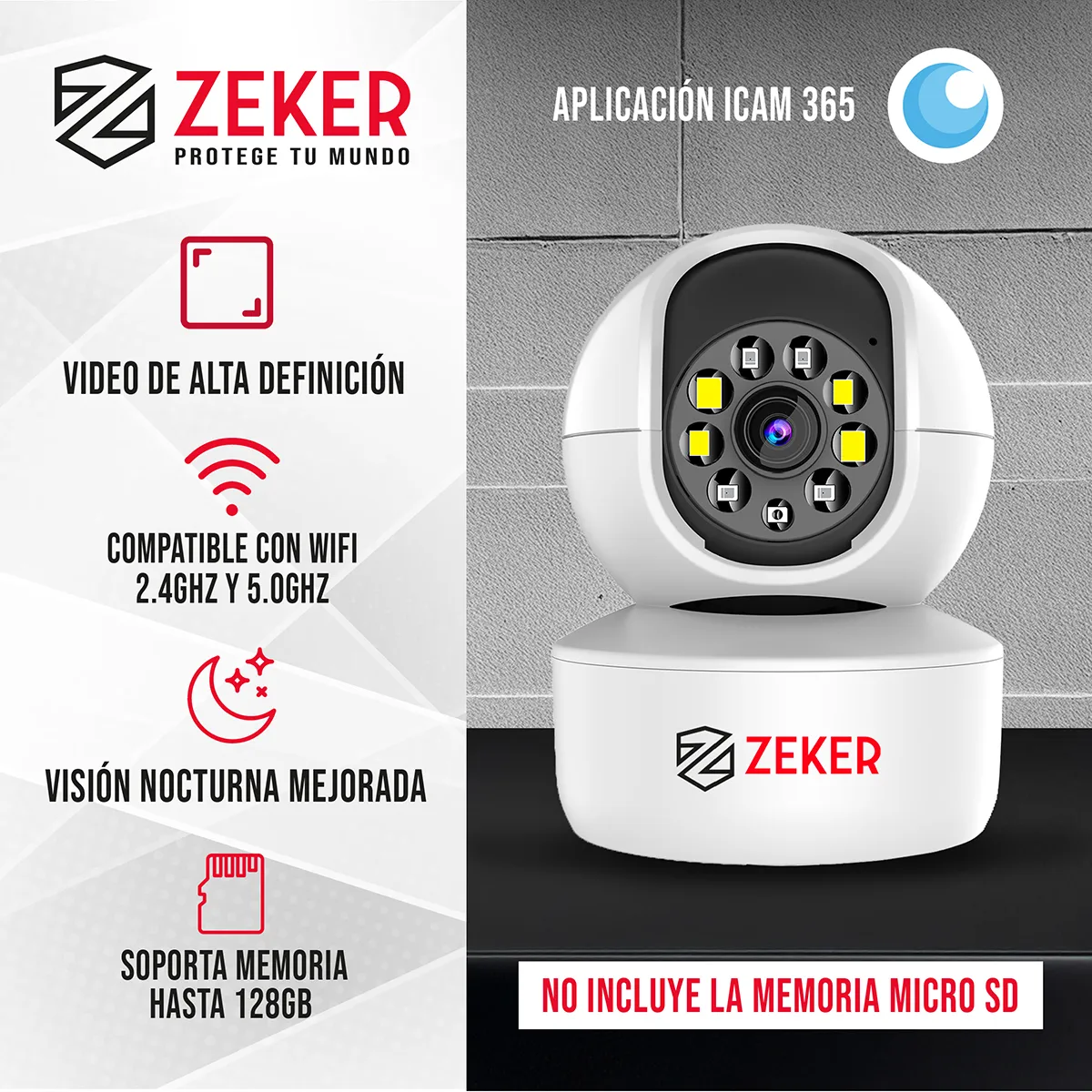ZEKER - Pack X3 Camara De Seguridad Interior Wifi Ip Zeker 4mp 5g
