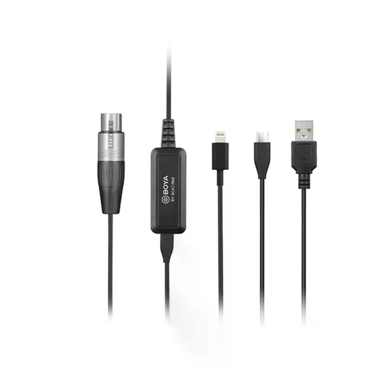 BOYA - Boya BY-BCA7 PRO Cable Con Preamplificador XLR a Usb  Usb C  Lightning