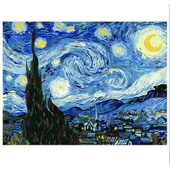 GENERICO - Pintura Numeros Noche Estrellada Van Gogh Pinta Cuadro 40x50