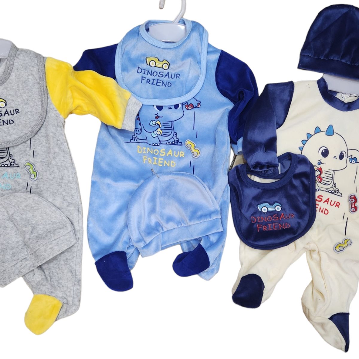 AGW - Pack 3 Set Osito Enterito Babero Gorrito Bebe Niño Plush