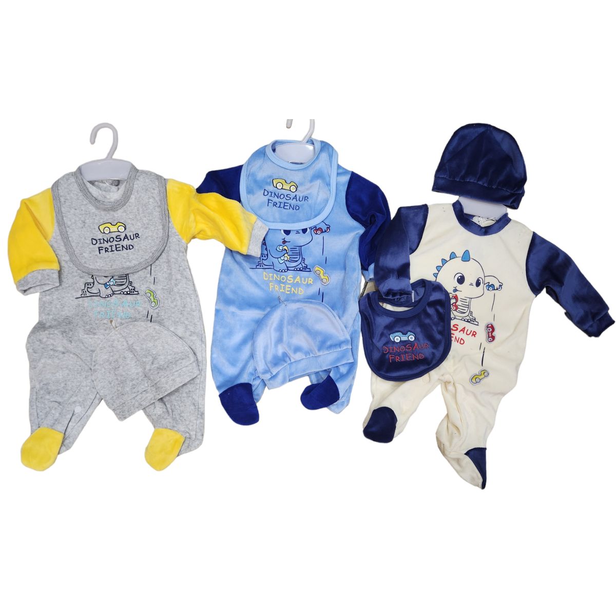 AGW - Pack 3 Set Osito Enterito Babero Gorrito Bebe Niño Plush
