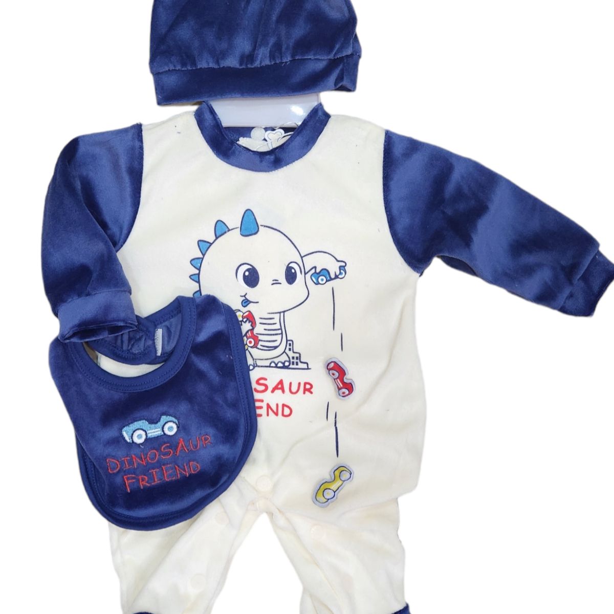 AGW - Pack 3 Set Osito Enterito Babero Gorrito Bebe Niño Plush