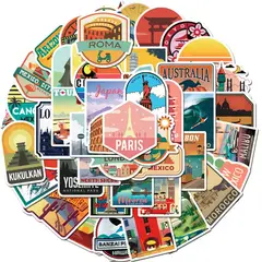 GENERICO - 50 Stickers Ciudades Viajes / Calcomania / Autoadhesivo