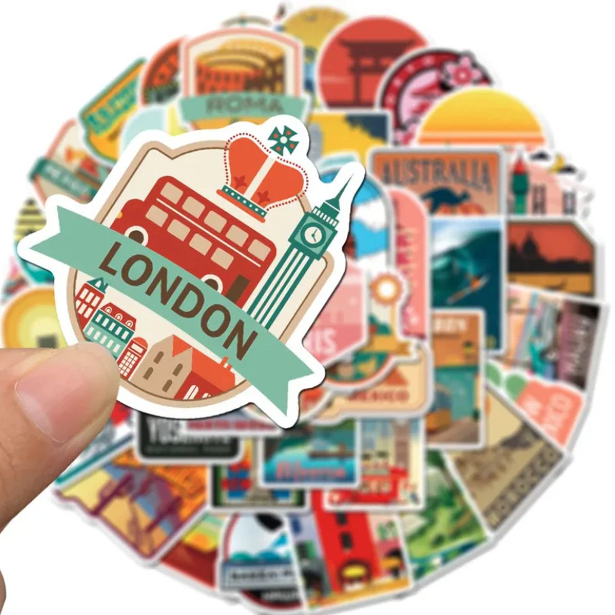 GENERICO - 50 Stickers Ciudades Viajes / Calcomania / Autoadhesivo