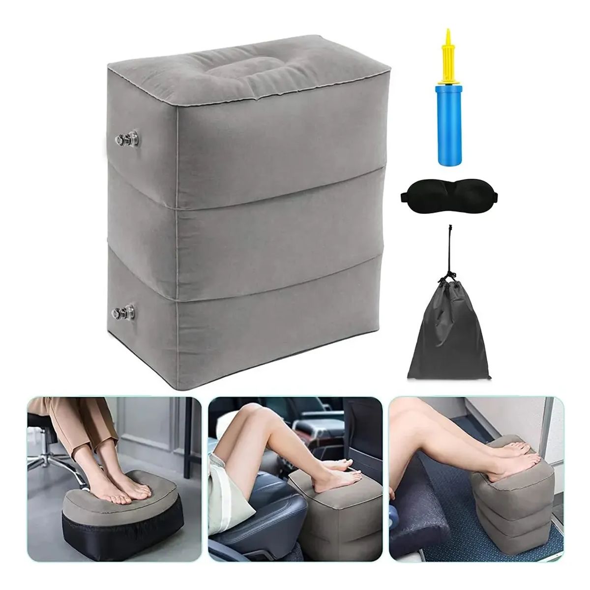 GENERICO - Reposapiés Cojín Inflable Apoya Reposa Descansa 3 Niveles