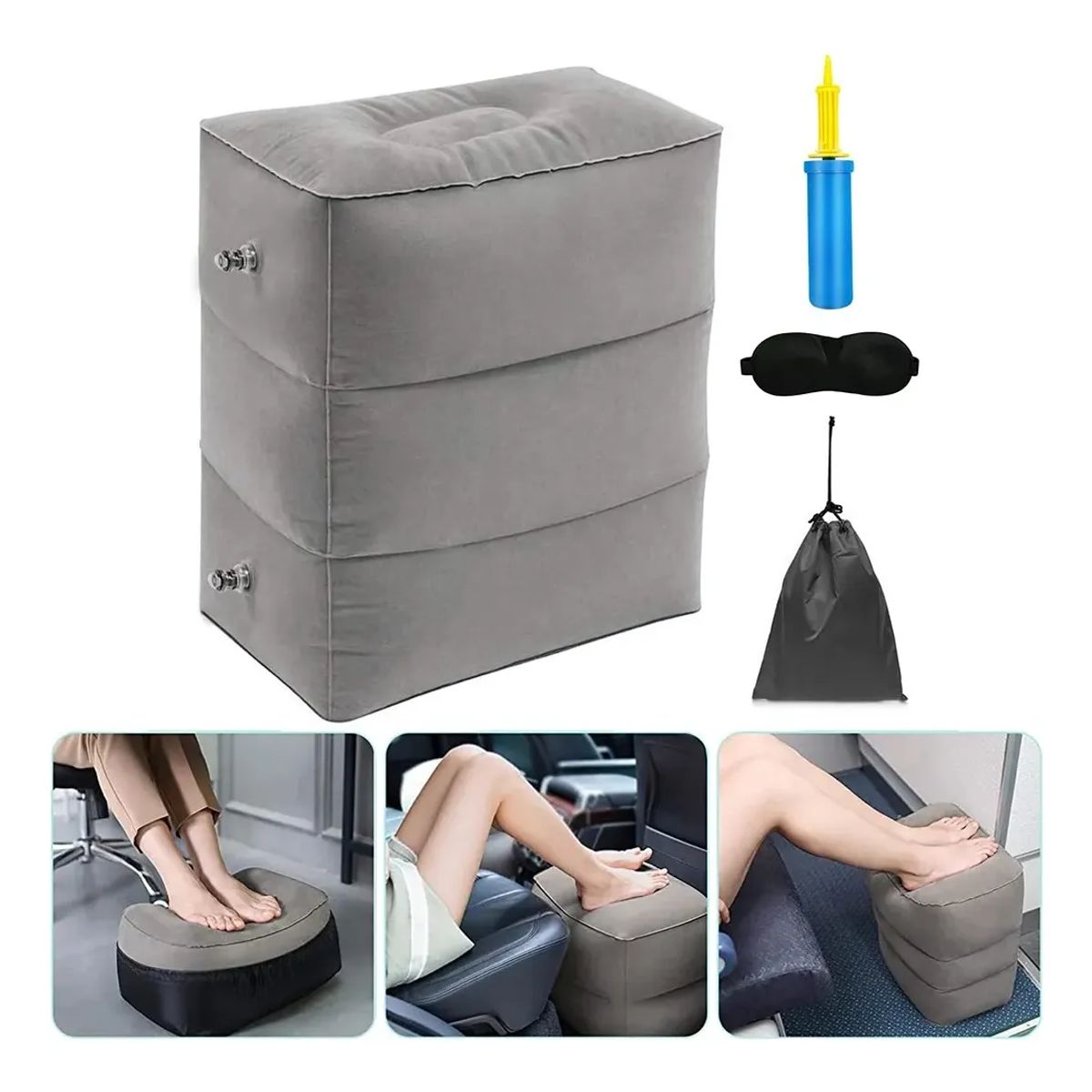 GENERICO - Reposapiés Cojín Inflable Apoya Reposa Descansa 3 Niveles