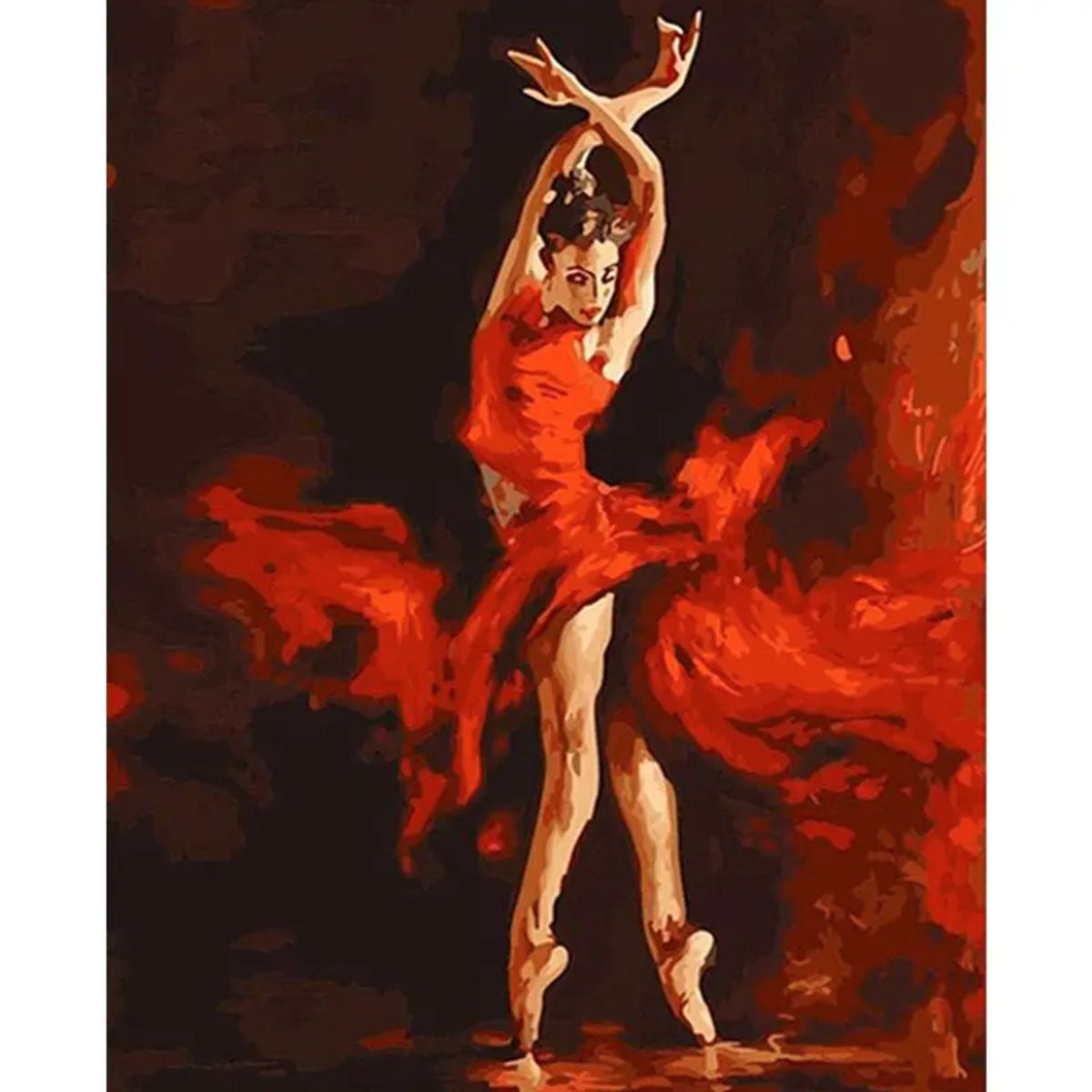 GENERICO - Pintura Por Números Ballet Bailarina Rojos 40x50