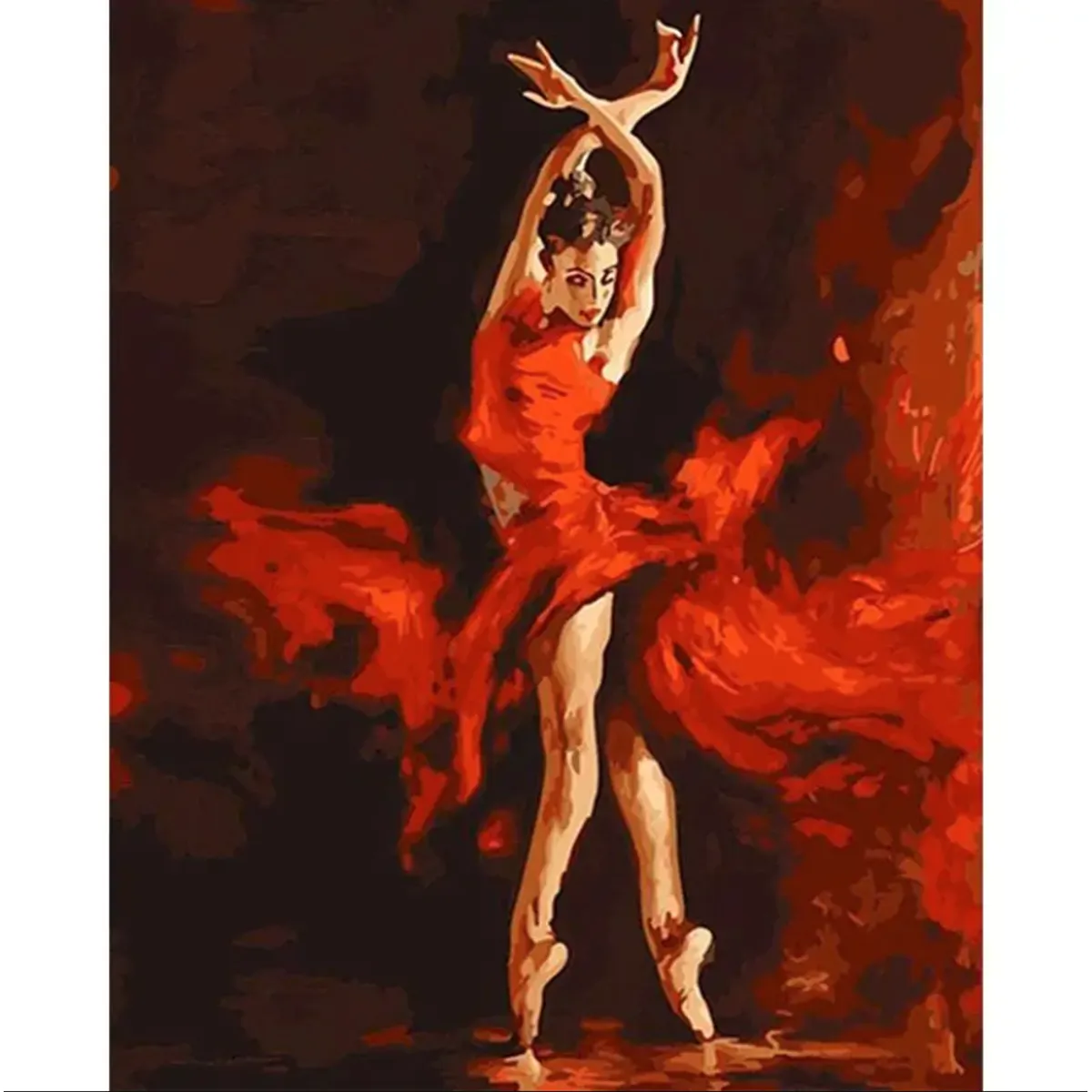 GENERICO - Pintura Por Números Ballet Bailarina Rojos 40x50