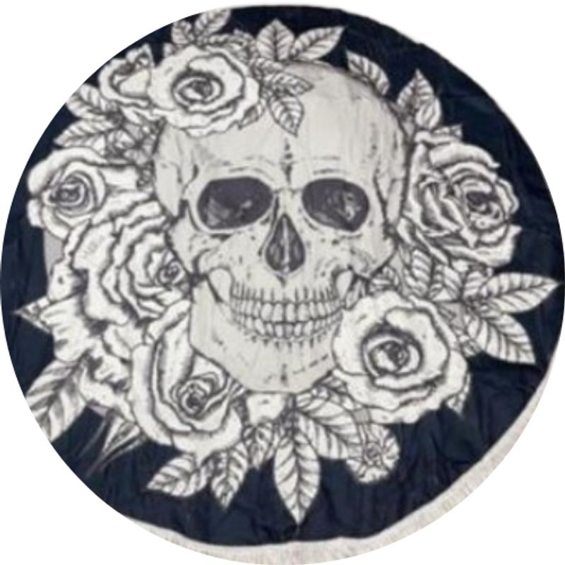 GENERICO - Toalla de playa redonda de calavera con flecos