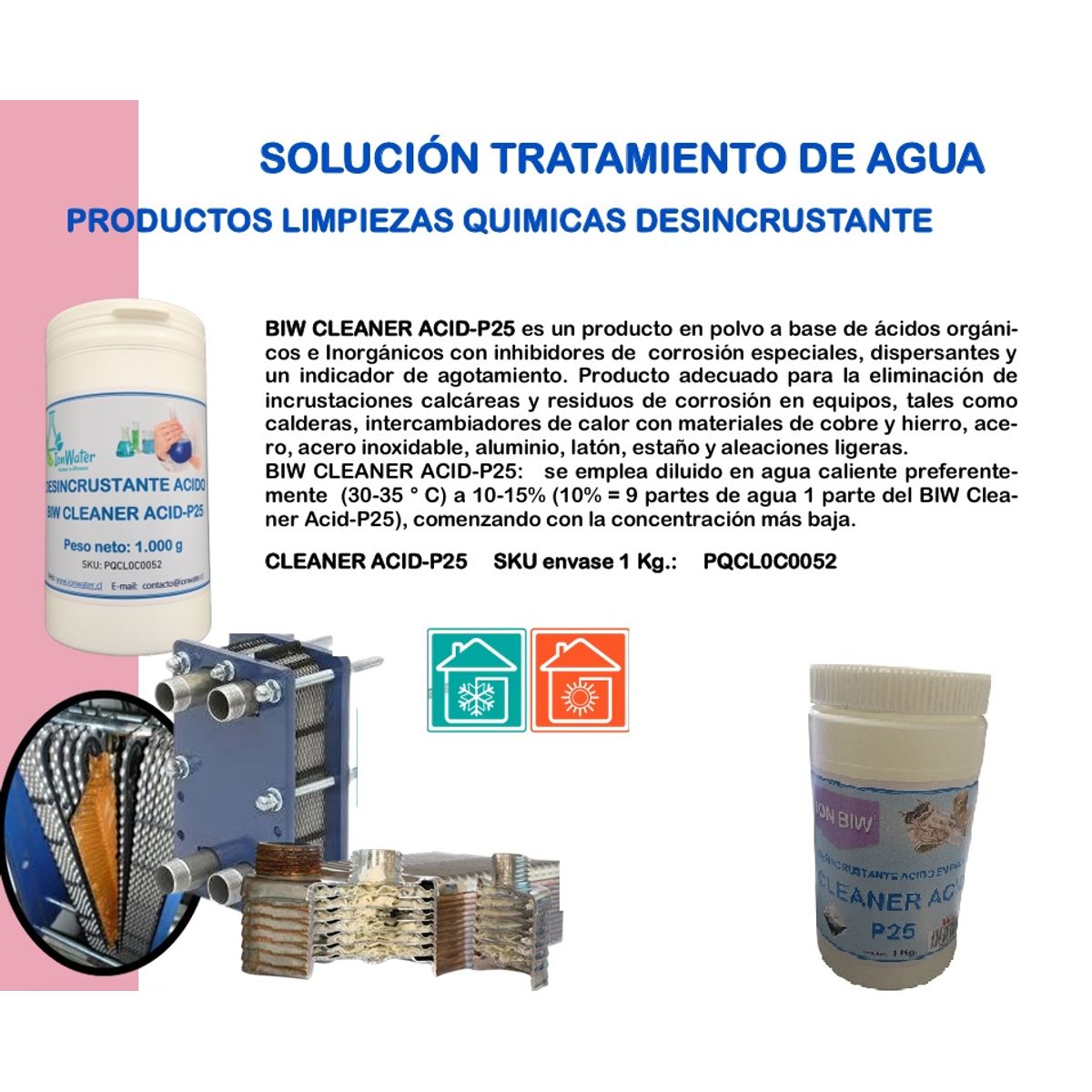 GENERICO - Desincrustante Acido En Polvo P25 Sanitario Pote 1 Kilo