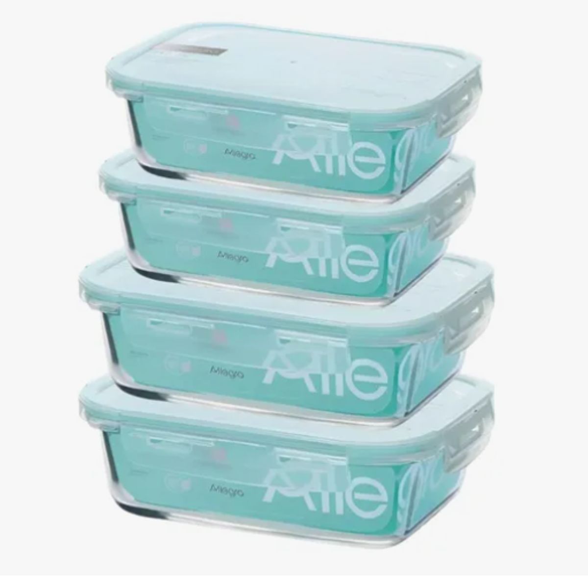 ALLEGRA - Set 4 Taper Herméticos De Vidrio Allegra - 1.000ml Y 1.500ml