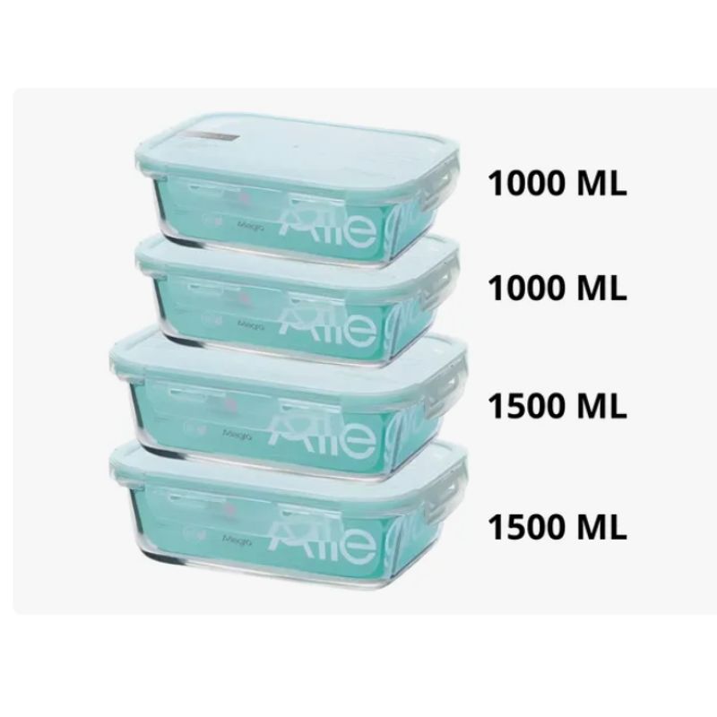 ALLEGRA - Set 4 Taper Herméticos De Vidrio Allegra - 1.000ml Y 1.500ml