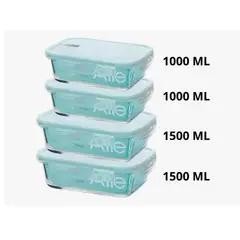 ALLEGRA - Set 4 Taper Herméticos De Vidrio - 1.000ml Y 1.500ml