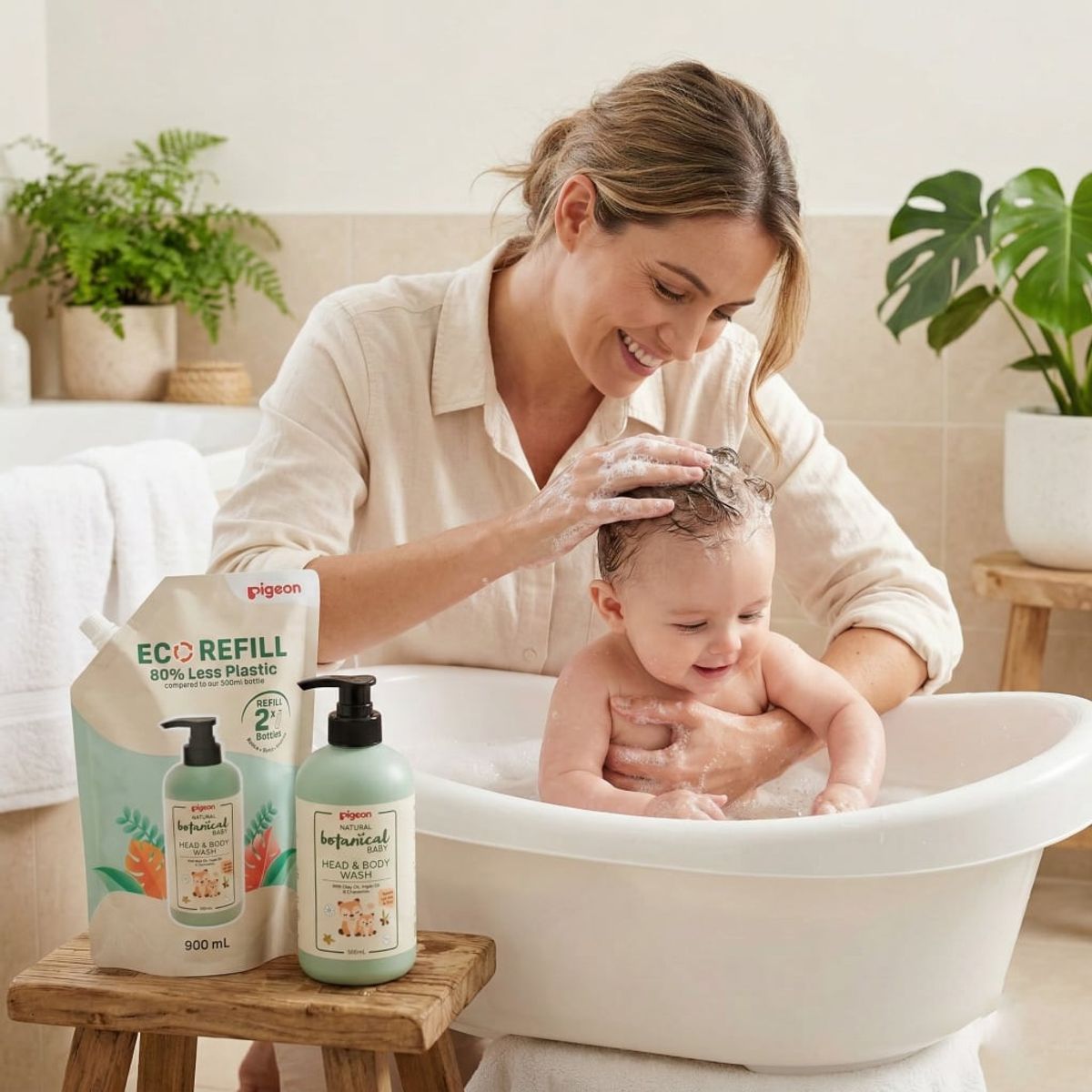 PIGEON - Botanical Baby Head y Body Wash 900 ml Refill