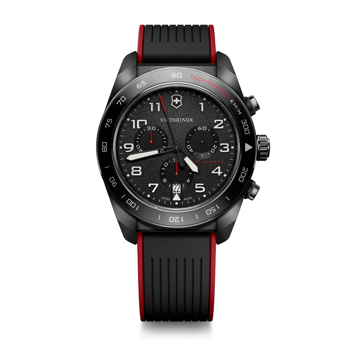 VICTORINOX - Reloj Swiss Army Chrono Correa de Caucho NegroRojo Victorinox