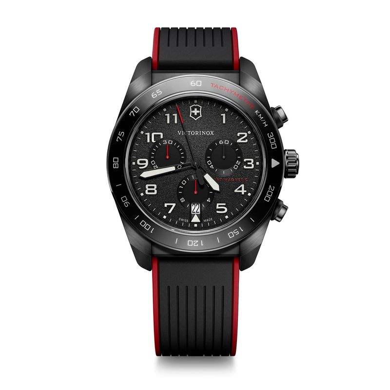 VICTORINOX - Reloj Swiss Army Chrono Correa de Caucho NegroRojo Victorinox