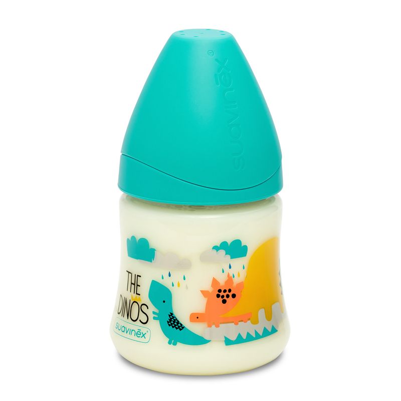 SUAVINEX - MAMADERA 150ML TETINA REDONDA SILICONA DINO CELESTE 0M