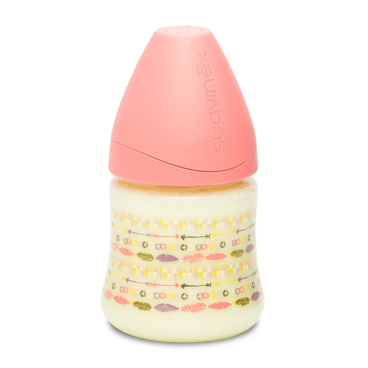 SUAVINEX - MAMADERA 150ML TETINA REDONDA SILICONA INDIO ROSADO +0M