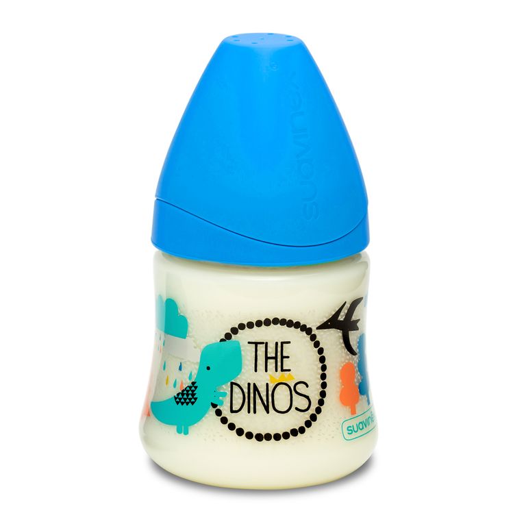 MAMADERA 150ML TETINA REDONDA LATEX DINO AZUL