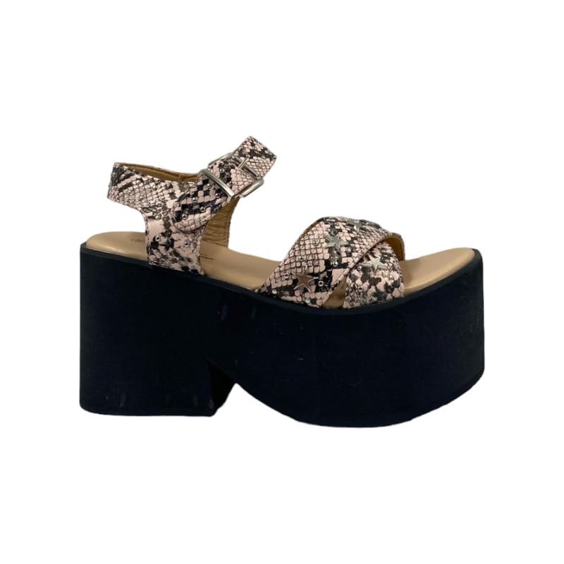 HERIEL - Sandalia Beige Print Plataforma Mujer